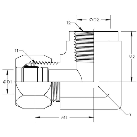 World Wide Fittings Flareless Compression to Female Pipe 90 Degree Elbow 7455X08X06
